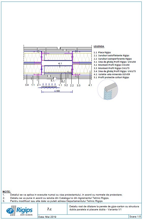 Pagina 1-CAD-DWG Detaliu rost de dilatare la perete de gips carton cu structura dubla paralela si placare...