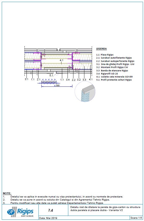 Pagina 1-CAD-DWG Detaliu rost de dilatare la perete de gips carton cu structura dubla paralela si placare...