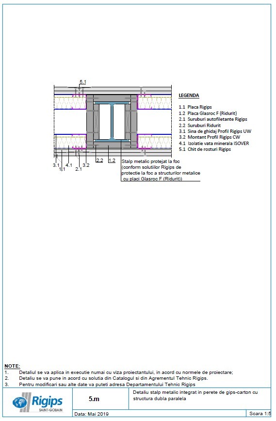 Pagina 1-CAD-DWG Detaliu stalp metalic integrat in perete de gips carton cu structura dubla paralela...