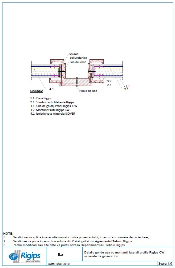 Pagina 1-CAD-DWG Detaliu gol de usa cu montantii laterali profile Rigips CW in perete de gips carton...