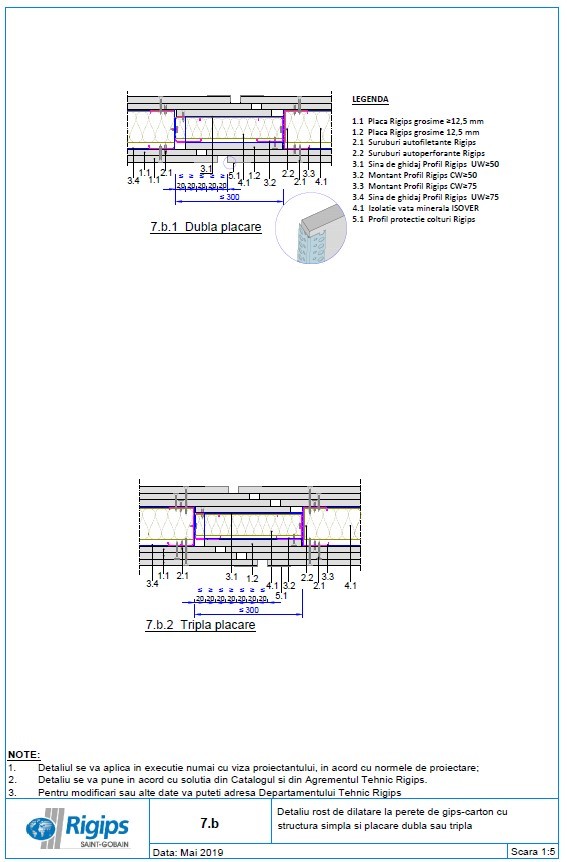 Pagina 1-CAD-DWG Detaliu rost de dilatare la perete de gips carton cu structura simpla si placare dubla sau...