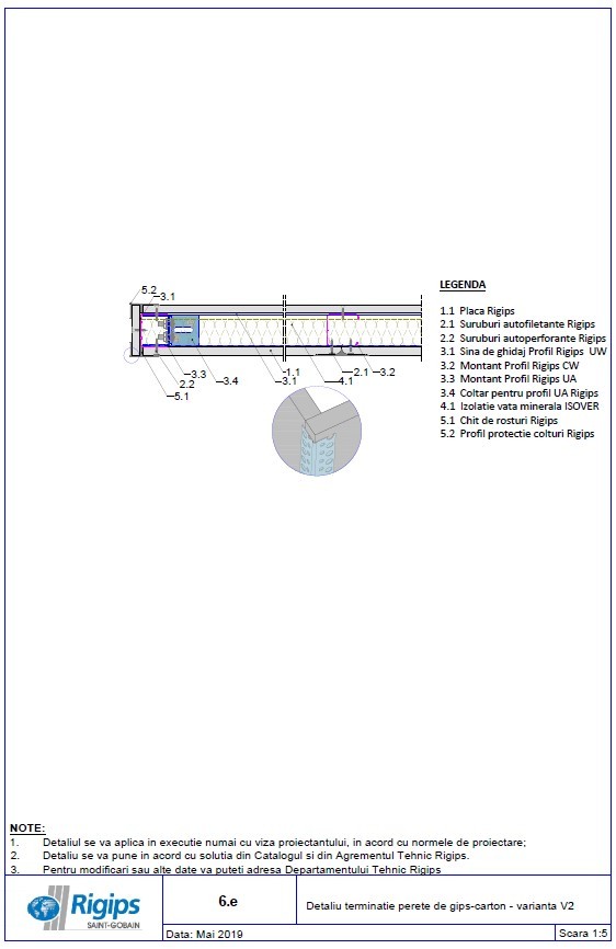 Pagina 1-CAD-DWG Detaliu terminatie perete de gips carton - Varianta V2 Saint-Gobain Rigips Detaliu de produs...