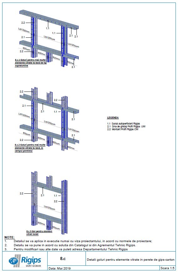 Pagina 1-CAD-DWG Detalii goluri pentru elemente vitrate in perete de gips carton Saint-Gobain Rigips Detaliu ...