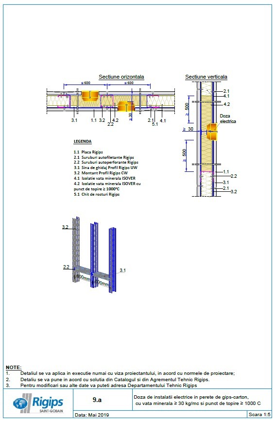 Pagina 1-CAD-DWG Doza de instalatii electrice in perete de gips-carton cu vata minerala Saint-Gobain Rigips...