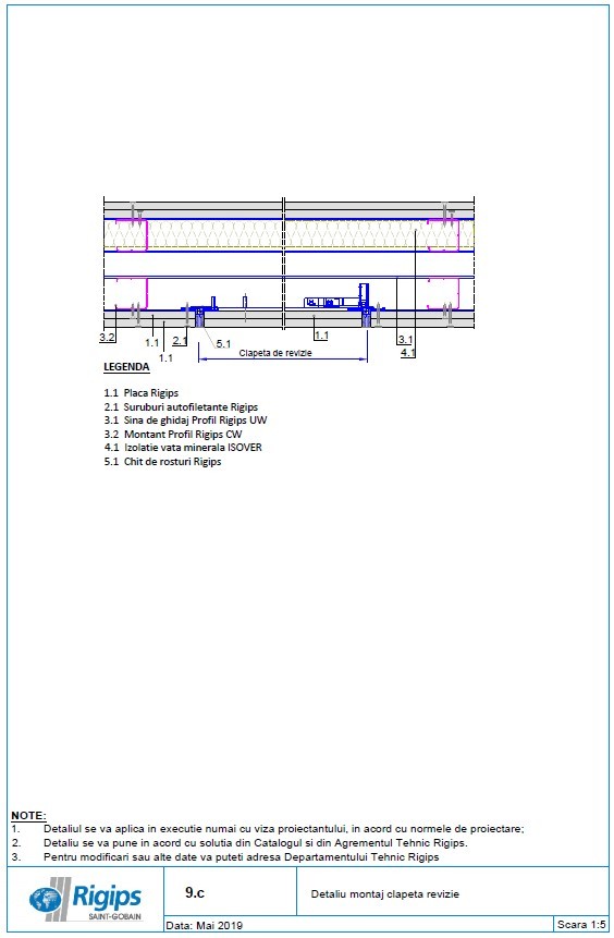 Pagina 1-CAD-DWG Detaliu montaj clapeta revizie Saint-Gobain Rigips Detaliu de produs Rigidur H 