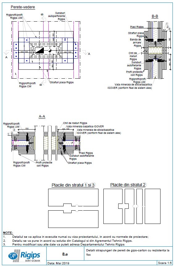 Pagina 1-CAD-DWG Detalii strapungeri de pereti de gips carton cu rezistenta la foc Saint-Gobain Rigips...