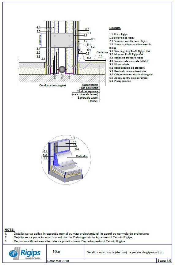Pagina 1-CAD-DWG Detaliu racord cada la perete de gips carton Saint-Gobain Rigips Detaliu de produs Rigidur H...