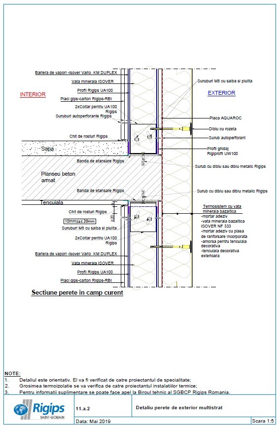 Pagina 1-CAD-DWG Detalii pereti de exterior multistrat Saint-Gobain Rigips Detaliu de produs Rigidur H 