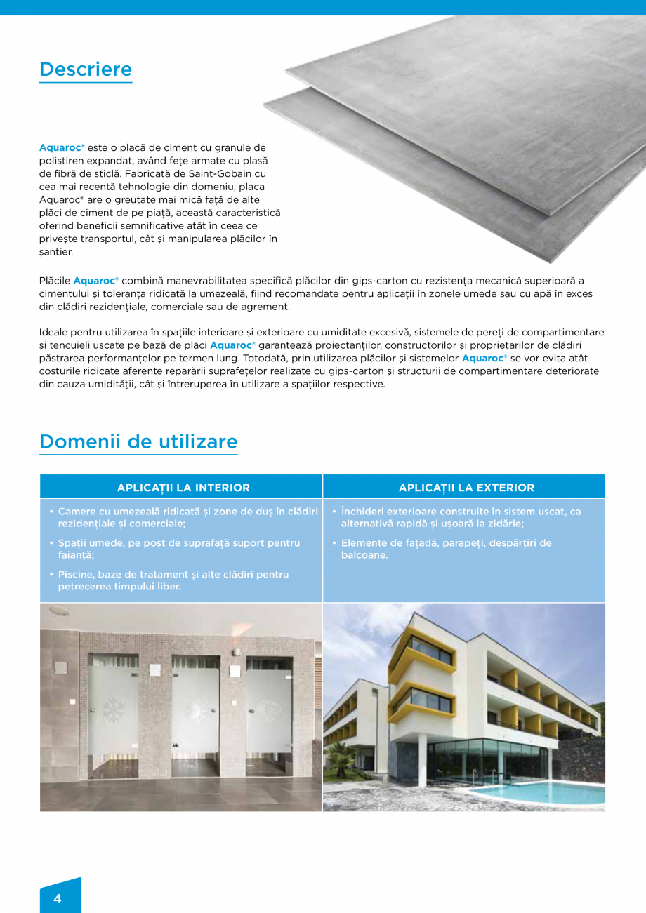 Pagina 4 - Placi de ciment pentru aplicatii interioare si exterioare Saint-Gobain Rigips Aquaroc®...