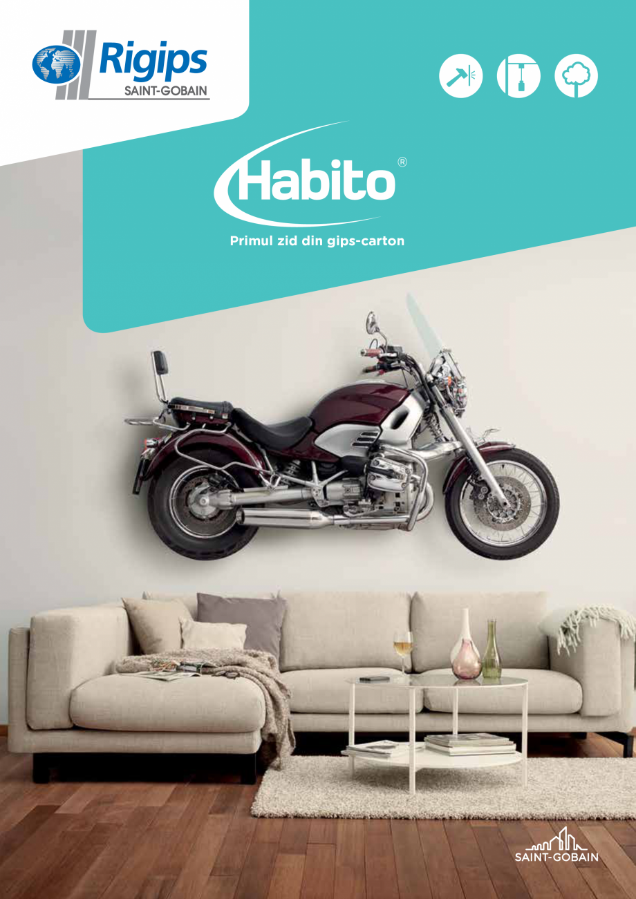Pagina 1-Placa rezistenta la suspendare mobilier si izolare fonica Saint-Gobain Rigips HABITO Catalog,...