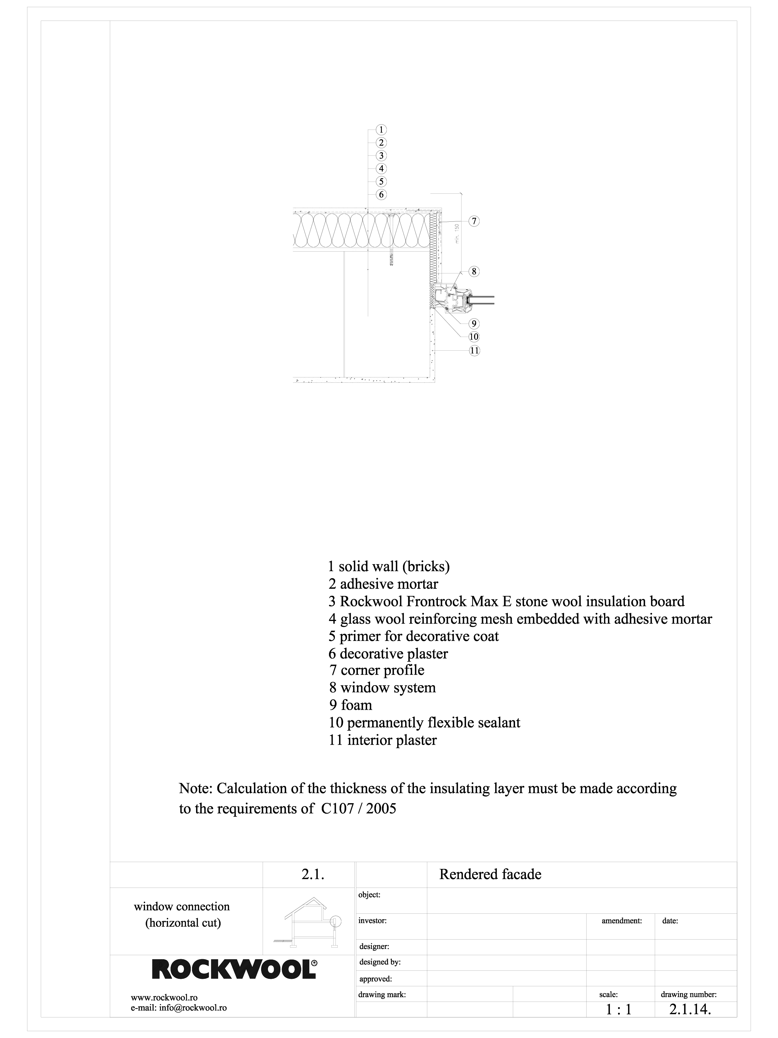 Pagina 1 - CAD-DWG Termoizolarea fatadelor tencuite - detaliu de racord cu tamplarie plana ROCKWOOL ...