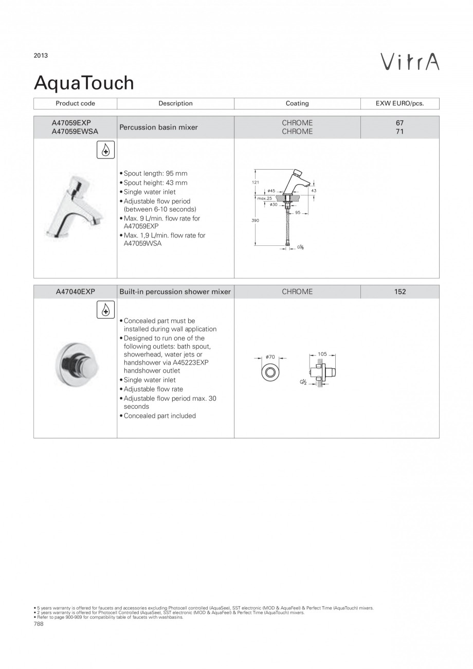 Baterii De Baie Program De Livrare Vitra Aquatouch Catalog
