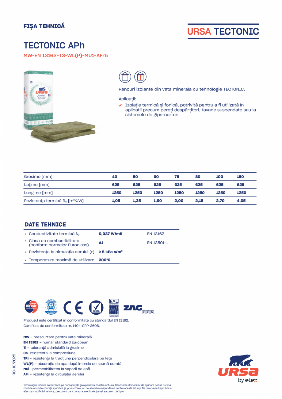 Pagina 1-Placi izolante din vata minerala URSA TECTONIC APh Fisa tehnica Romana FIȘA TEHNICĂ

TECTONIC APh
...