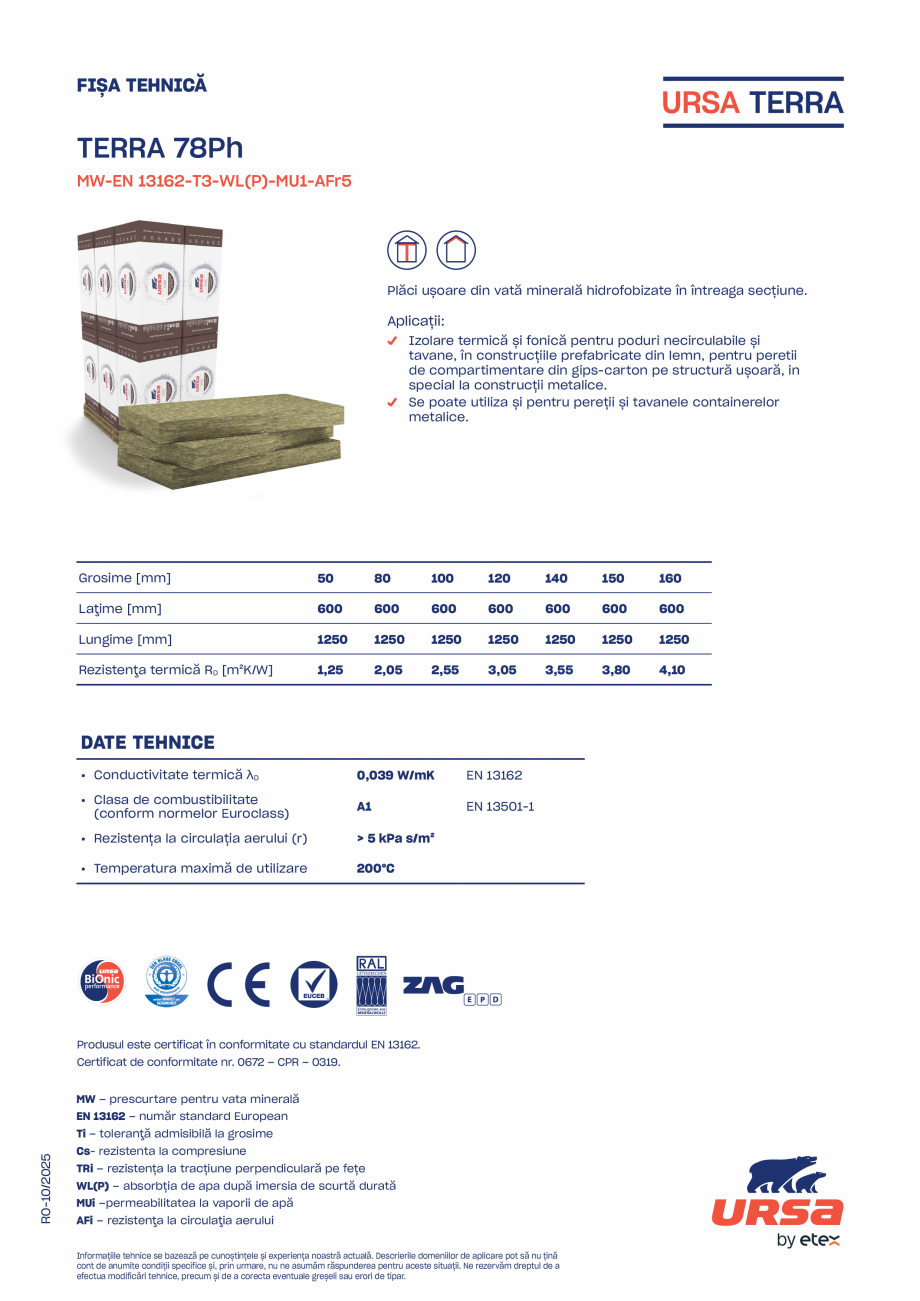 Pagina 1-Plăci hidrofobizate din vată minerală URSA TERRA 78 Ph Fisa tehnica Romana FIȘA TEHNICĂ

TERRA ...