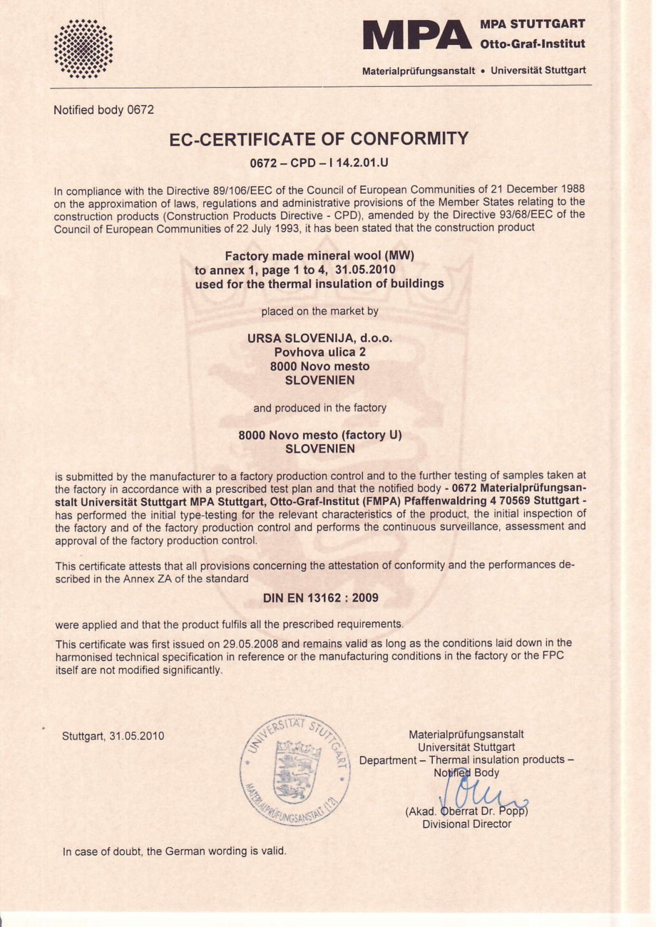 Pagina 1-Certificat de conformitate MPA
  Certificare produs Engleza &
Notified body0672

MPAH::].H:fiI
....