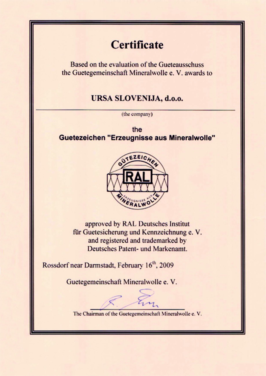 Pagina 1 - Certificat RAL
  Certificare produs Engleza 