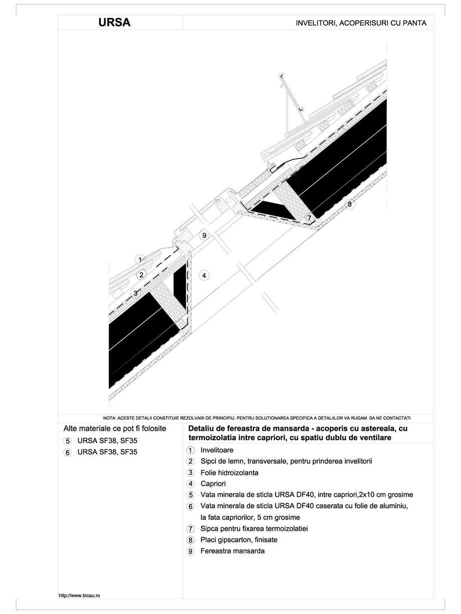 Pagina 1-CAD-DWG Detaliu de fereastra de mansarda - acoperis cu astereala, cu termoizolatia intre capriori,...