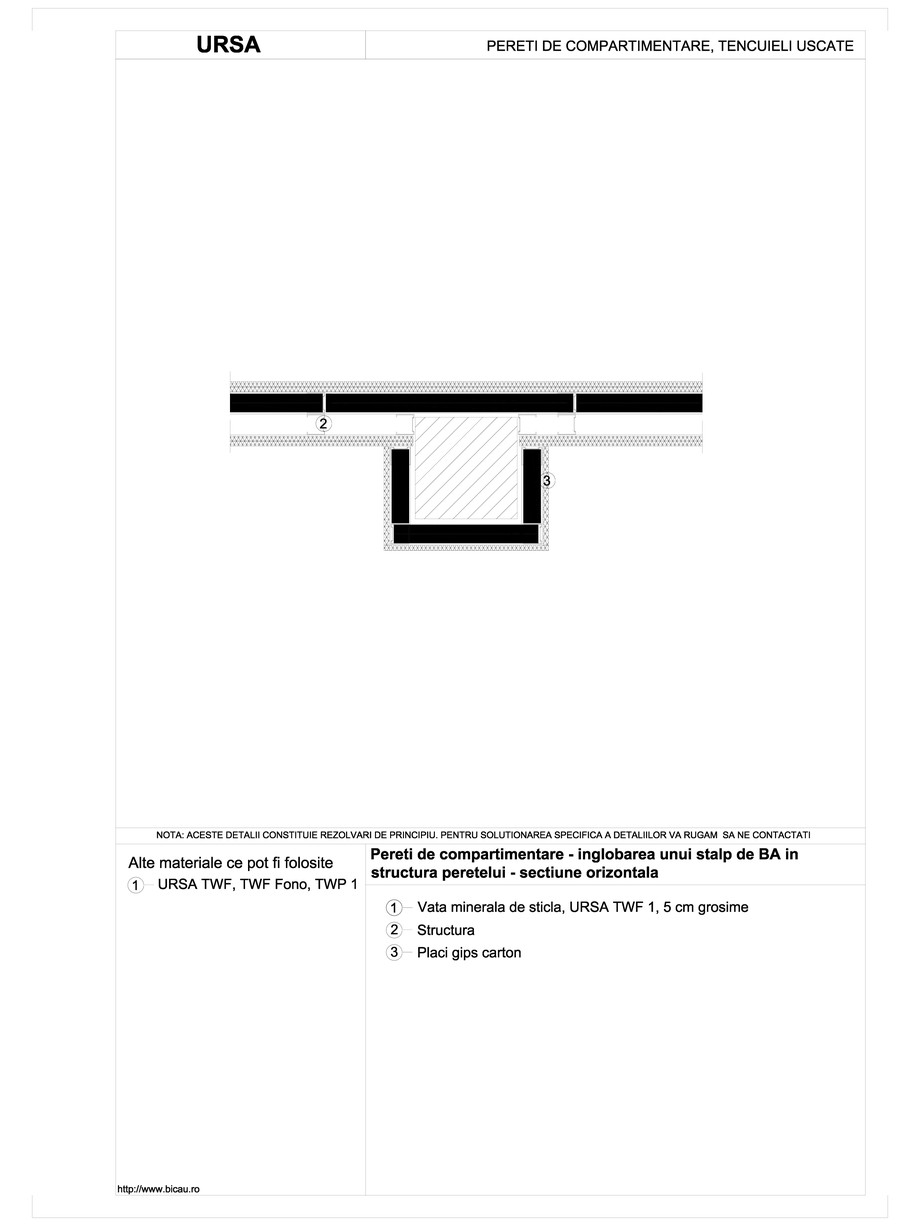 Pagina 1-CAD-DWG Pereti de compartimentare - inglobarea unui stalp de BA in structura peretelui - sectiune...