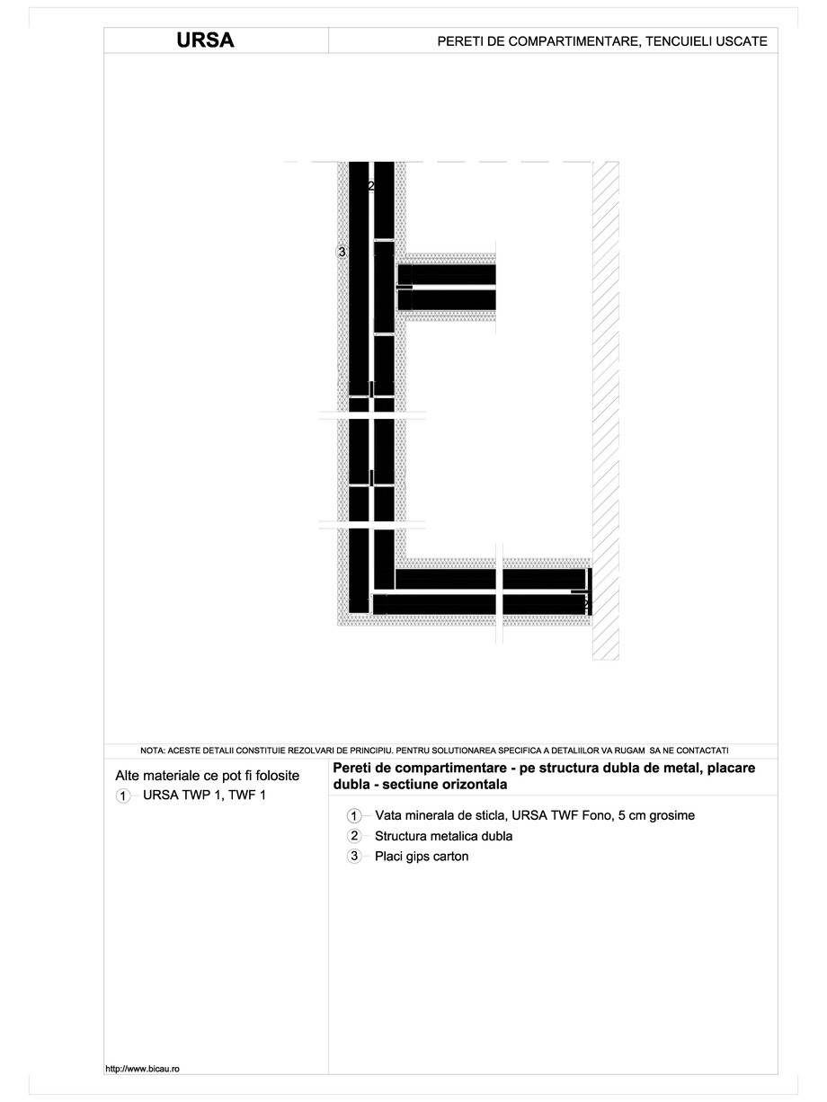 Pagina 1-CAD-DWG Pereti de compartimentare - pe structura dubla de lemn, placare dubla - sectiune orizontala ...