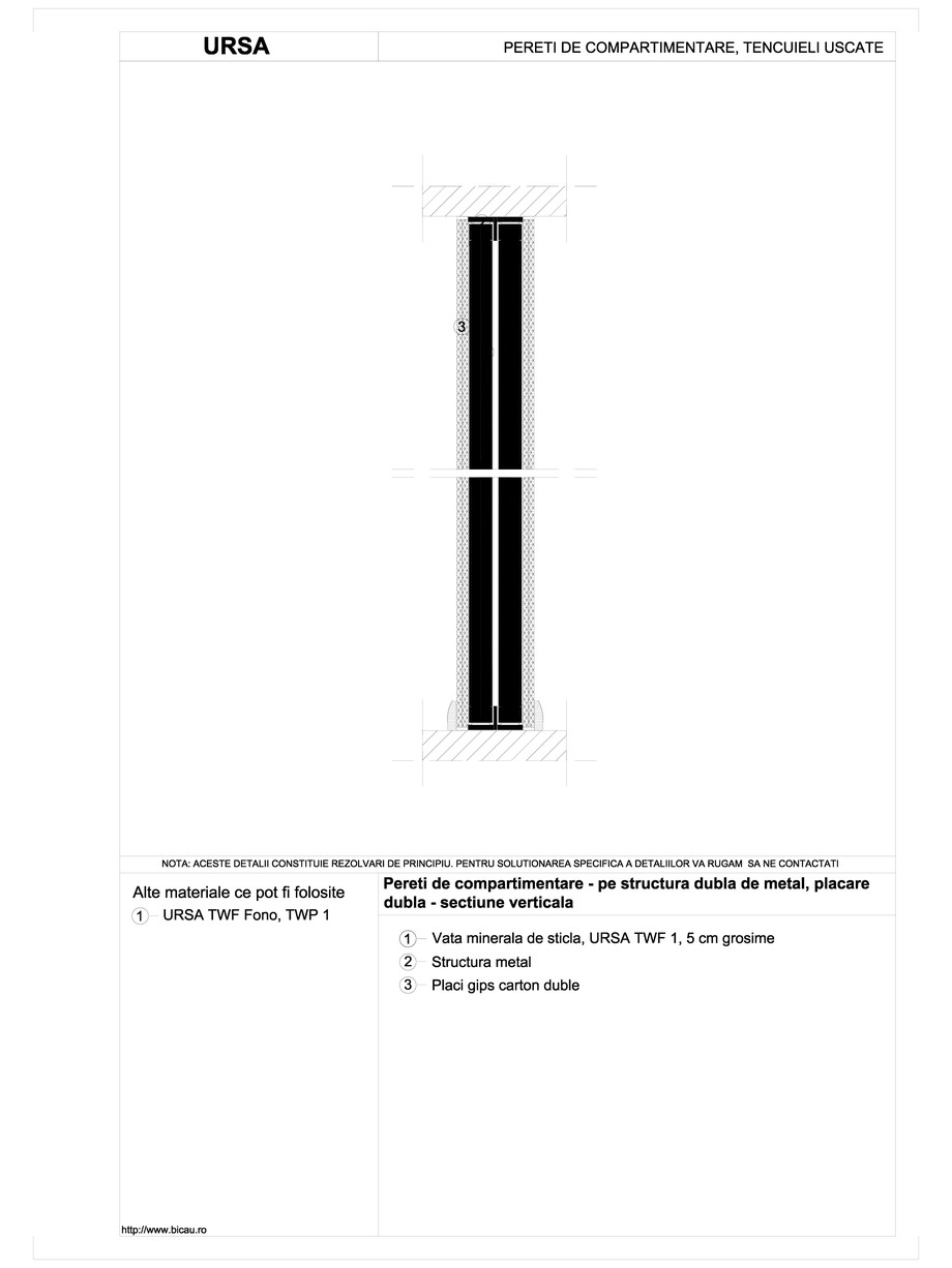 Pagina 1-CAD-DWG Pereti de compartimentare - pe structura dubla de metal, placare dubla - sectiune verticala ...