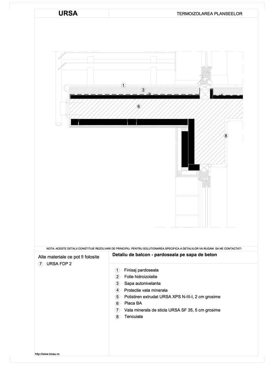 Pagina 1-CAD-DWG Detaliu de balcon - pardoseala pe sapa de beton URSA Detaliu de montaj 