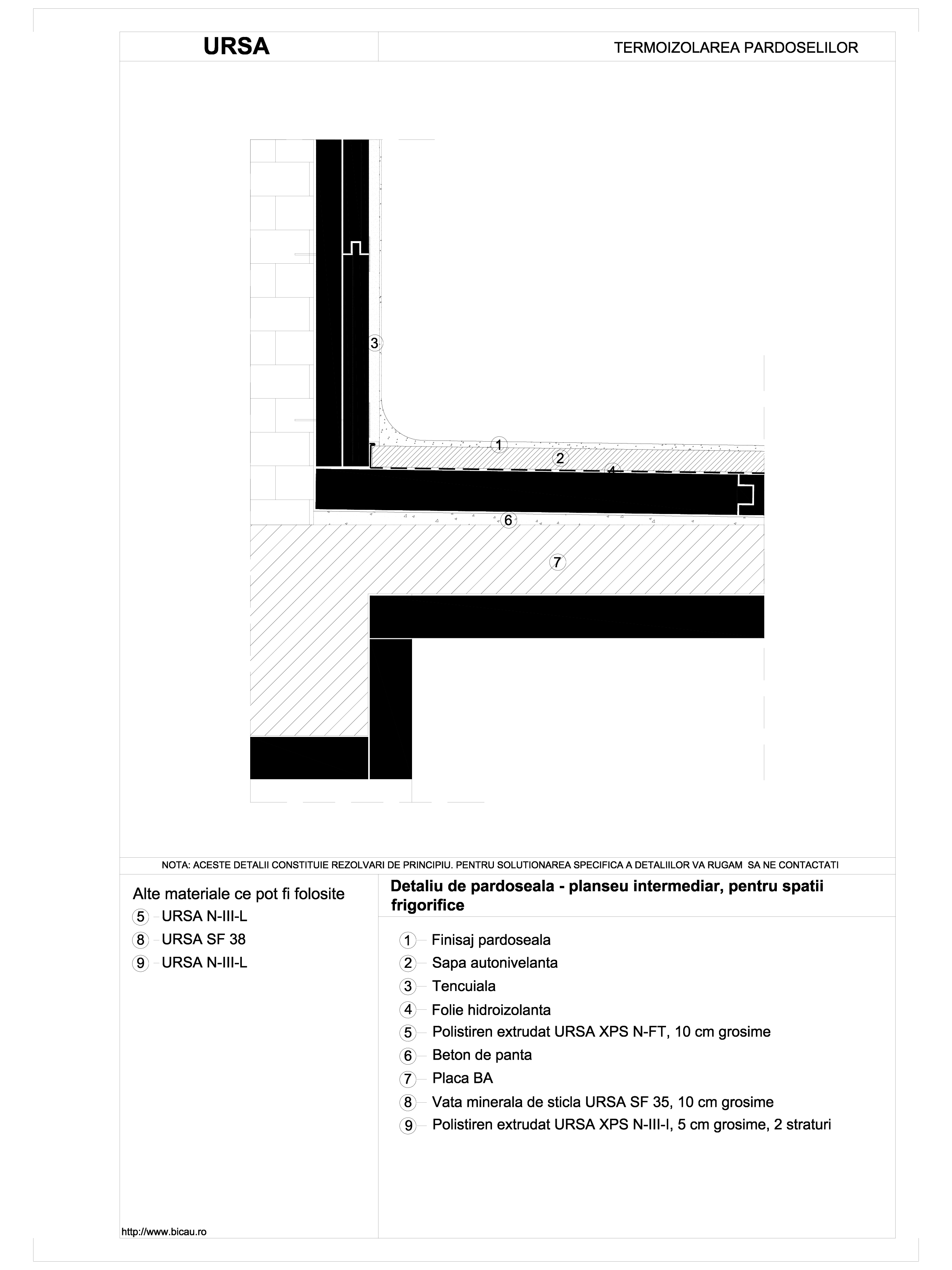 Pagina 1 - CAD-DWG Detaliu de pardoseala - planseu intermediar, pentru spatii frigorifice URSA...