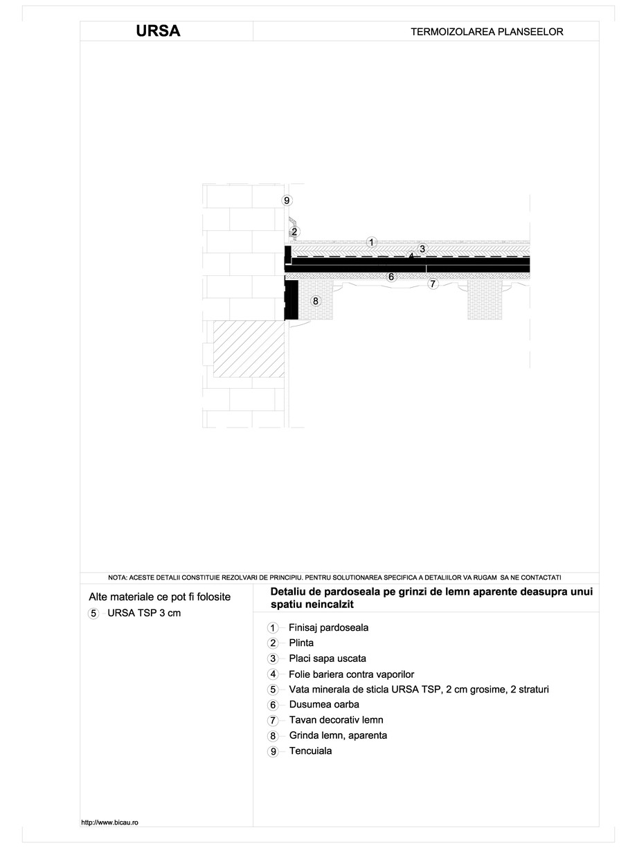 Pagina 1-CAD-DWG Detaliu de pardoseala pe grinzi de lemn aparente deasupra unui spatiu neincalzit URSA...