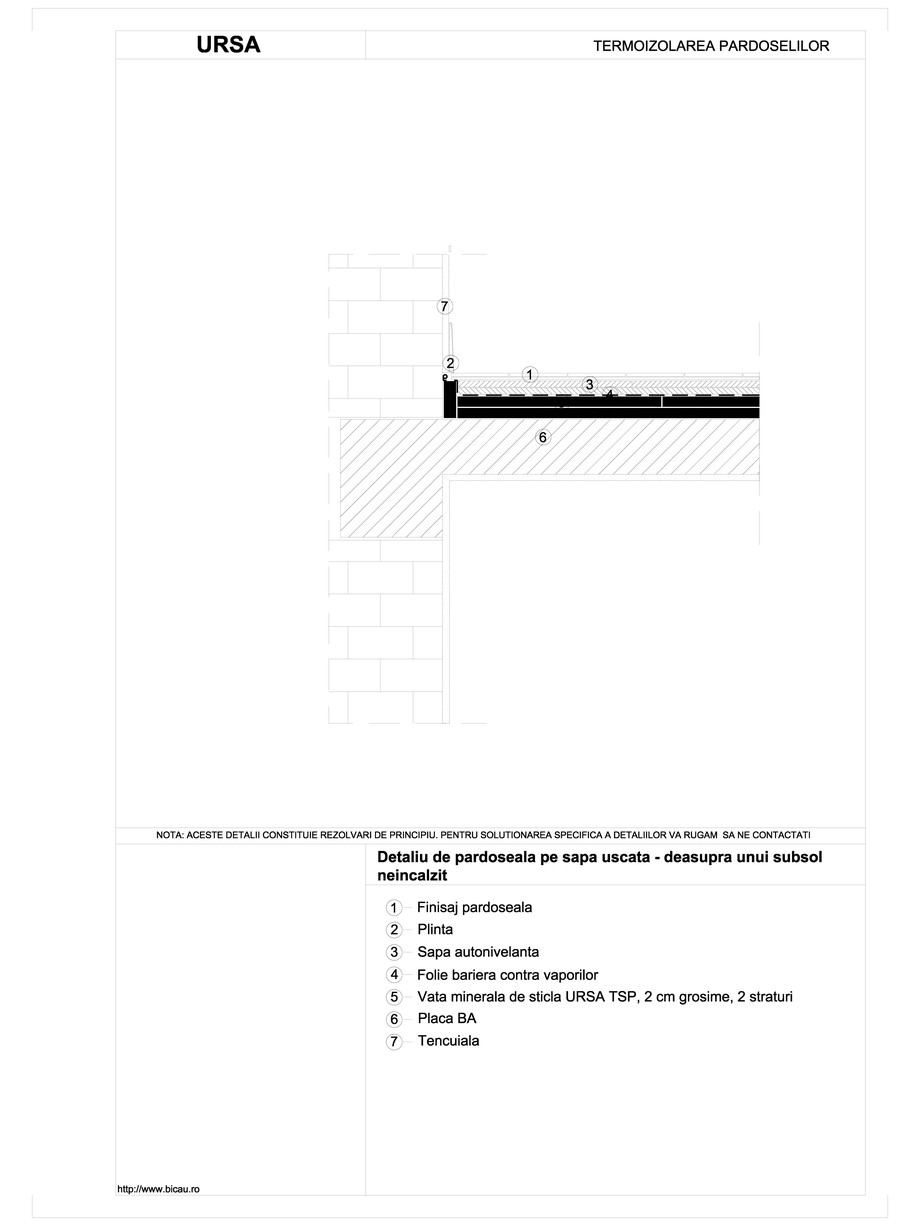 Pagina 1-CAD-DWG Detaliu de pardoseala pe sapa uscata - deasupra unui subsol neincalzit URSA Detaliu de...