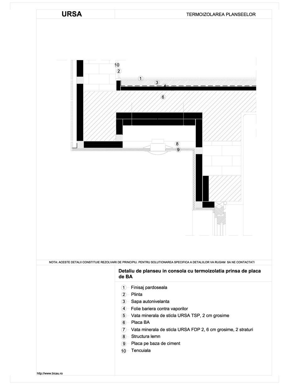 Pagina 1-CAD-DWG Detaliu de planseu in consola cu termoizolatia prinsa de placa de BA URSA Detaliu de montaj ...
