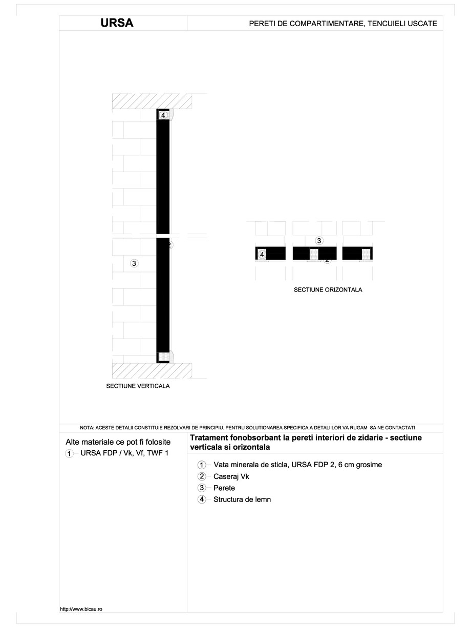Pagina 1-CAD-DWG Tratament fonobsorbant la pereti interiori de zidarie - sectiune verticala si orizontala...