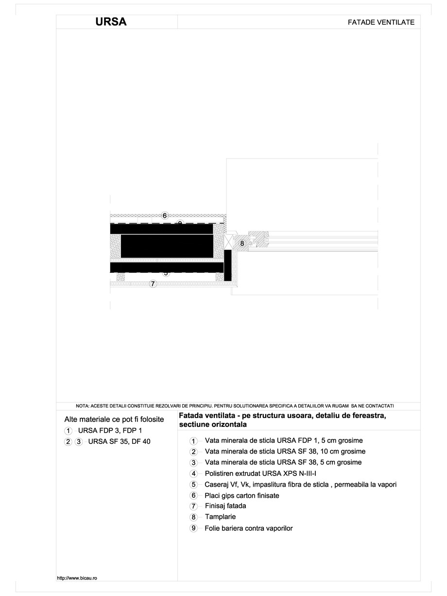 Pagina 1-CAD-DWG Fatada ventilata - pe structura usoara, detaliu de fereastra, sectiune orizontala URSA...