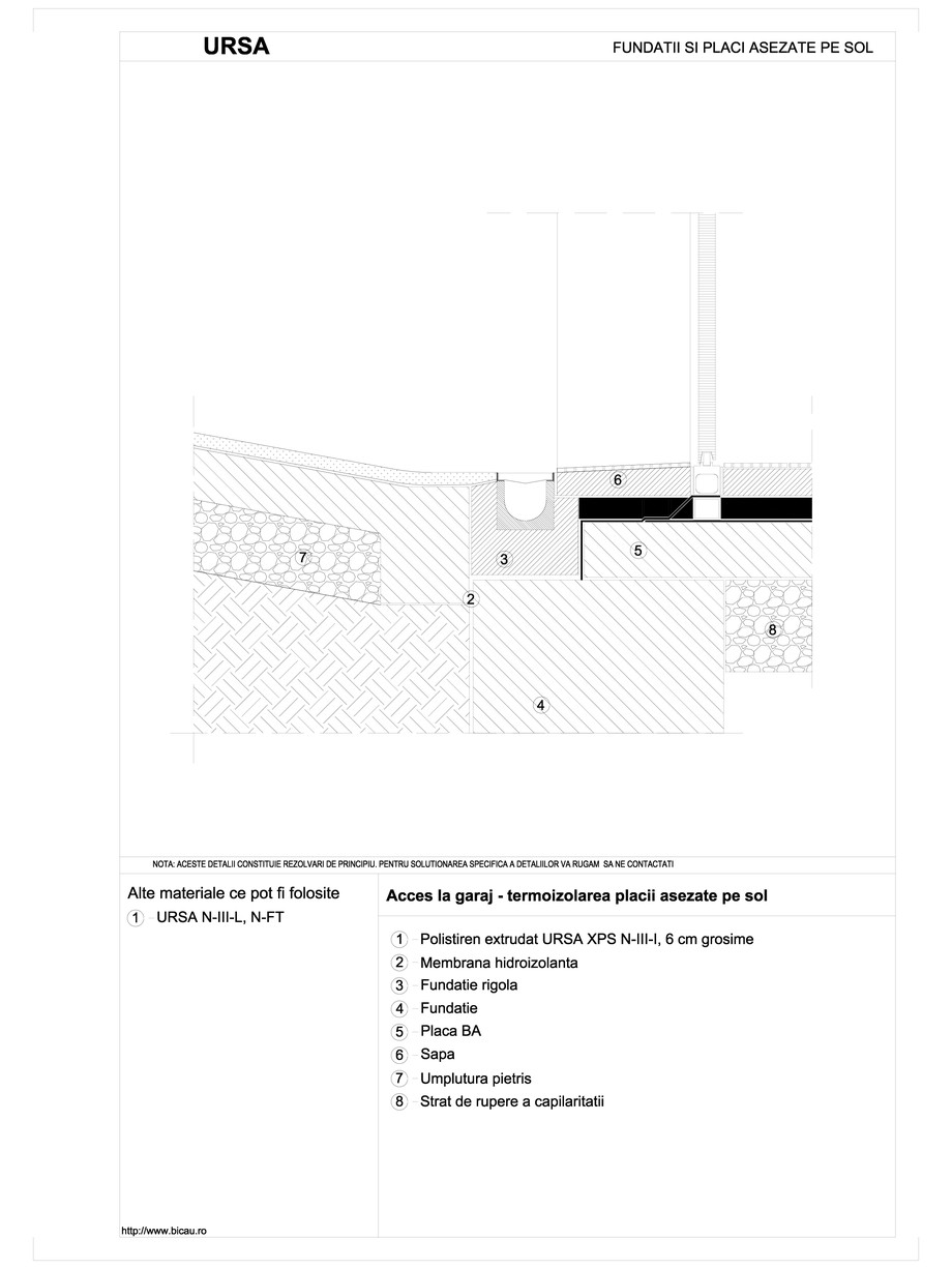 Pagina 1-CAD-DWG Acces la garaj - termoizolarea placii asezate pe sol URSA Detaliu de montaj 