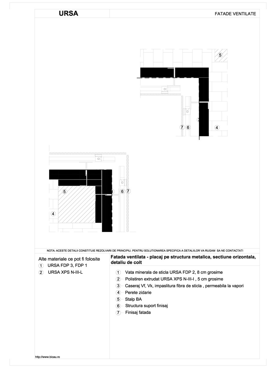 Pagina 1-CAD-DWG Fatada ventilata - placaj pe structura metalica, sectiune orizontala, detaliu de colt URSA...