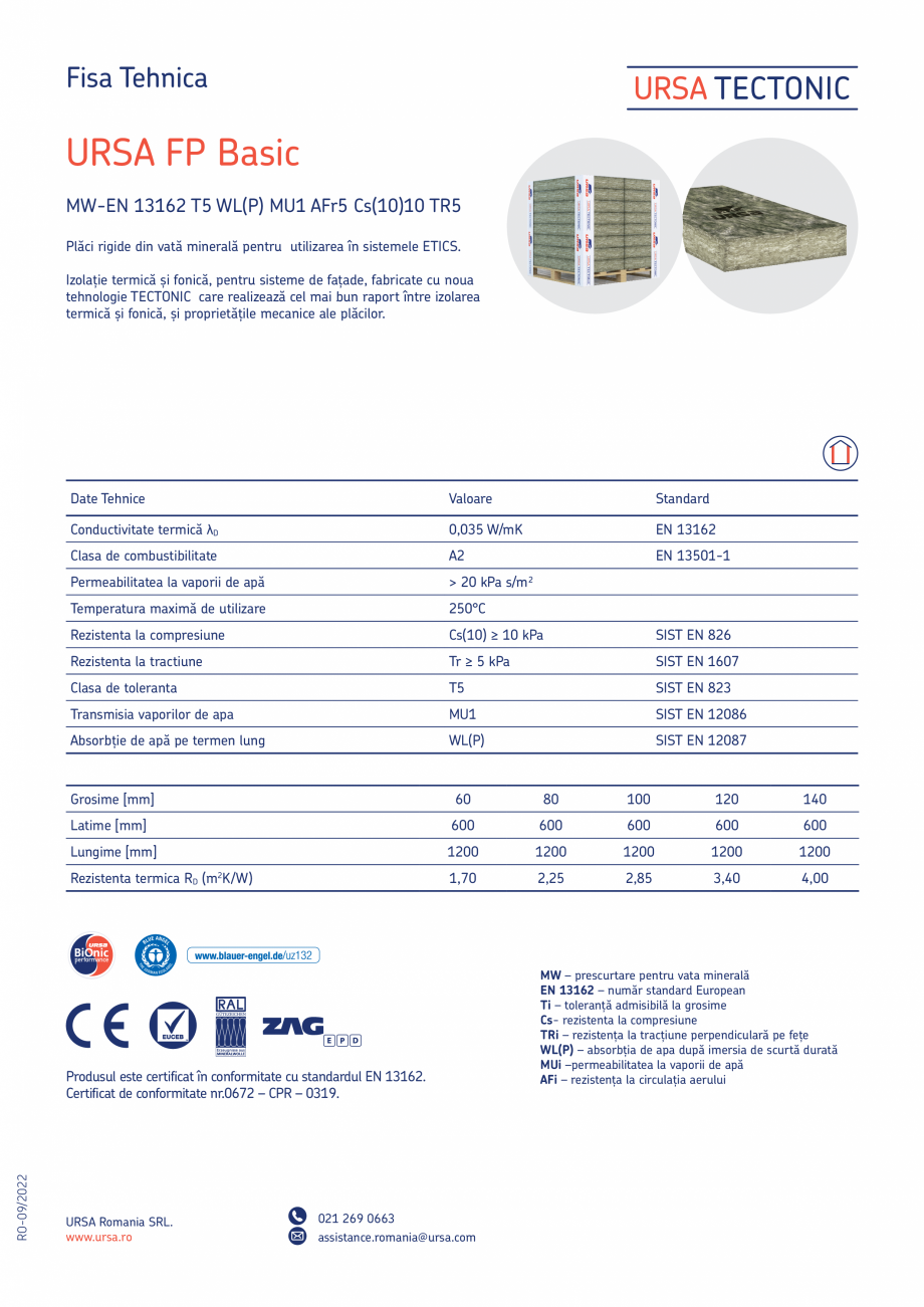 Pagina 1-Placi rigide din vata minerala URSA TECTONIC FP Basic Fisa tehnica Romana Fisa Tehnica

URSA FP...