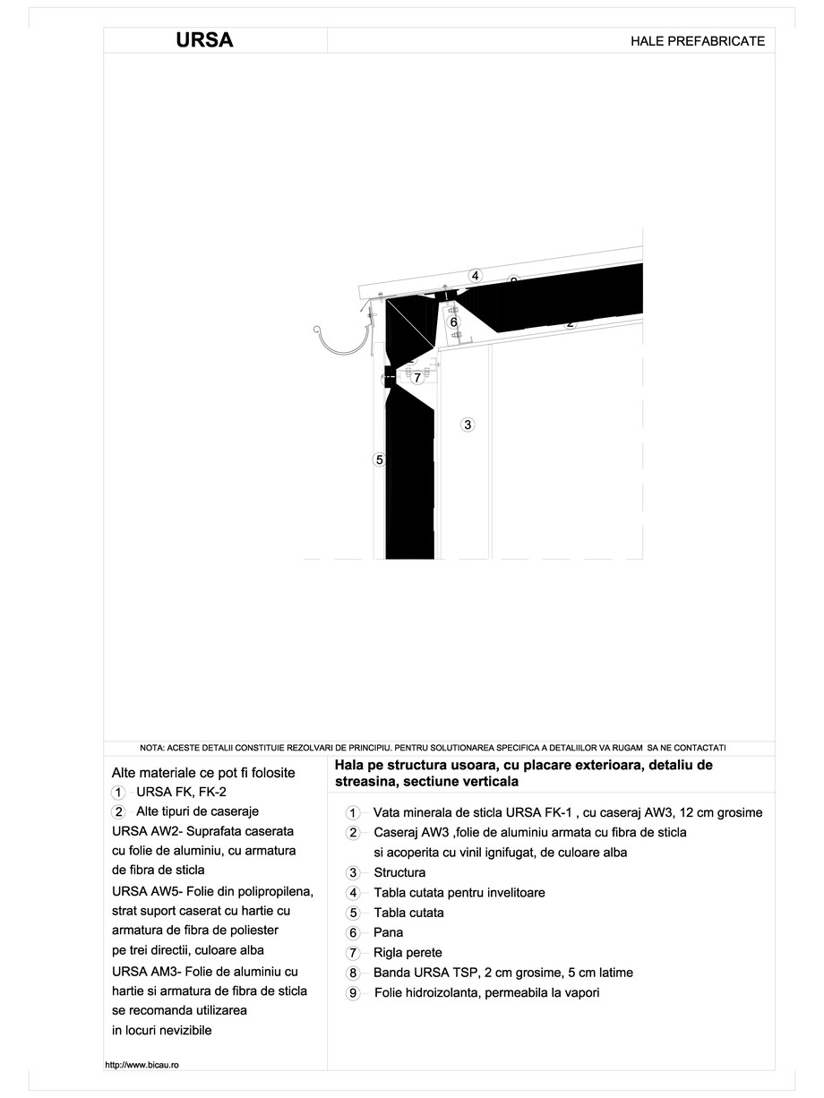 Pagina 1-CAD-DWG Hala pe structura usoara, cu placare exterioara, detaliu de streasina, sectiune verticala...