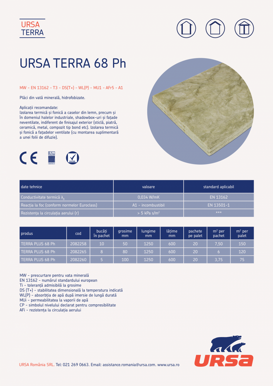 Pagina 1 - Placi hidrofobizate din vata minerala URSA TERRA 78Ph Fisa tehnica Romana URSA
TERRA
...