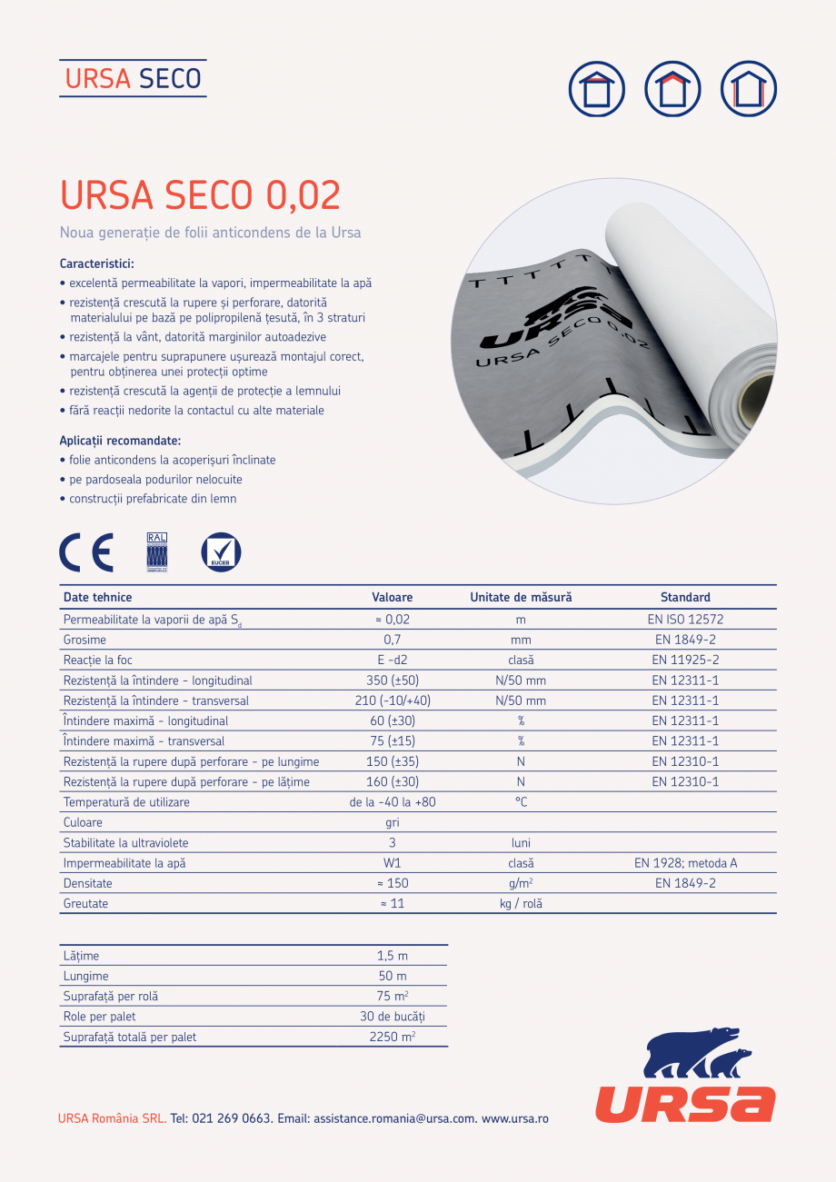 Pagina 1 - Folie anticondens pentru acoperis  URSA SECO 0,02 Fisa tehnica URSA SECO 0,02
Noua...