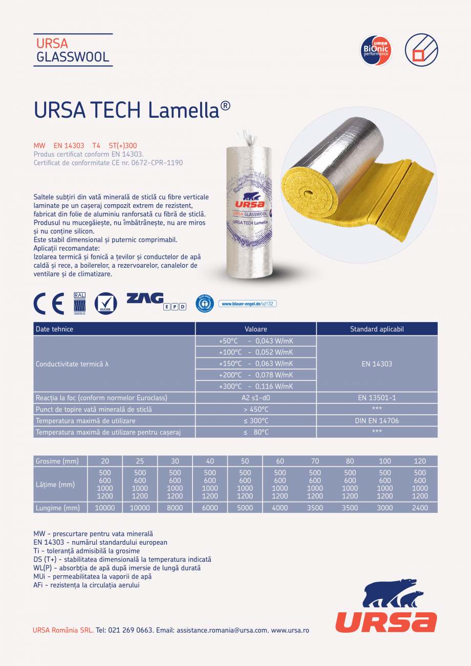 Pagina 1-Saltele din vata de sticla pentru izolarea profesionala a instalatiilor de orice forma  URSA TECH...