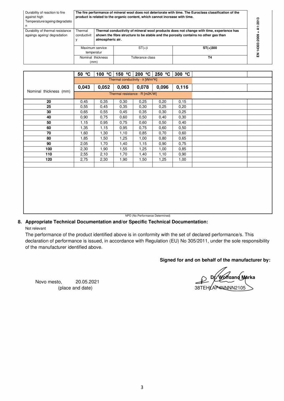 Pagina 3-Declaratie de conformitate URSA TECH Lamella Certificare produs Engleza esment and evaluation of...