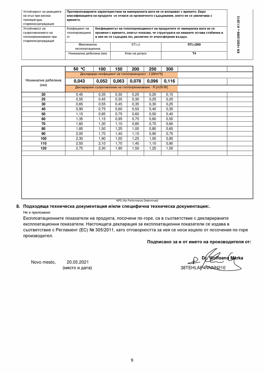 Pagina 9-Declaratie de conformitate URSA TECH Lamella Certificare produs Engleza 9 + A1:2013

Zahteva/...