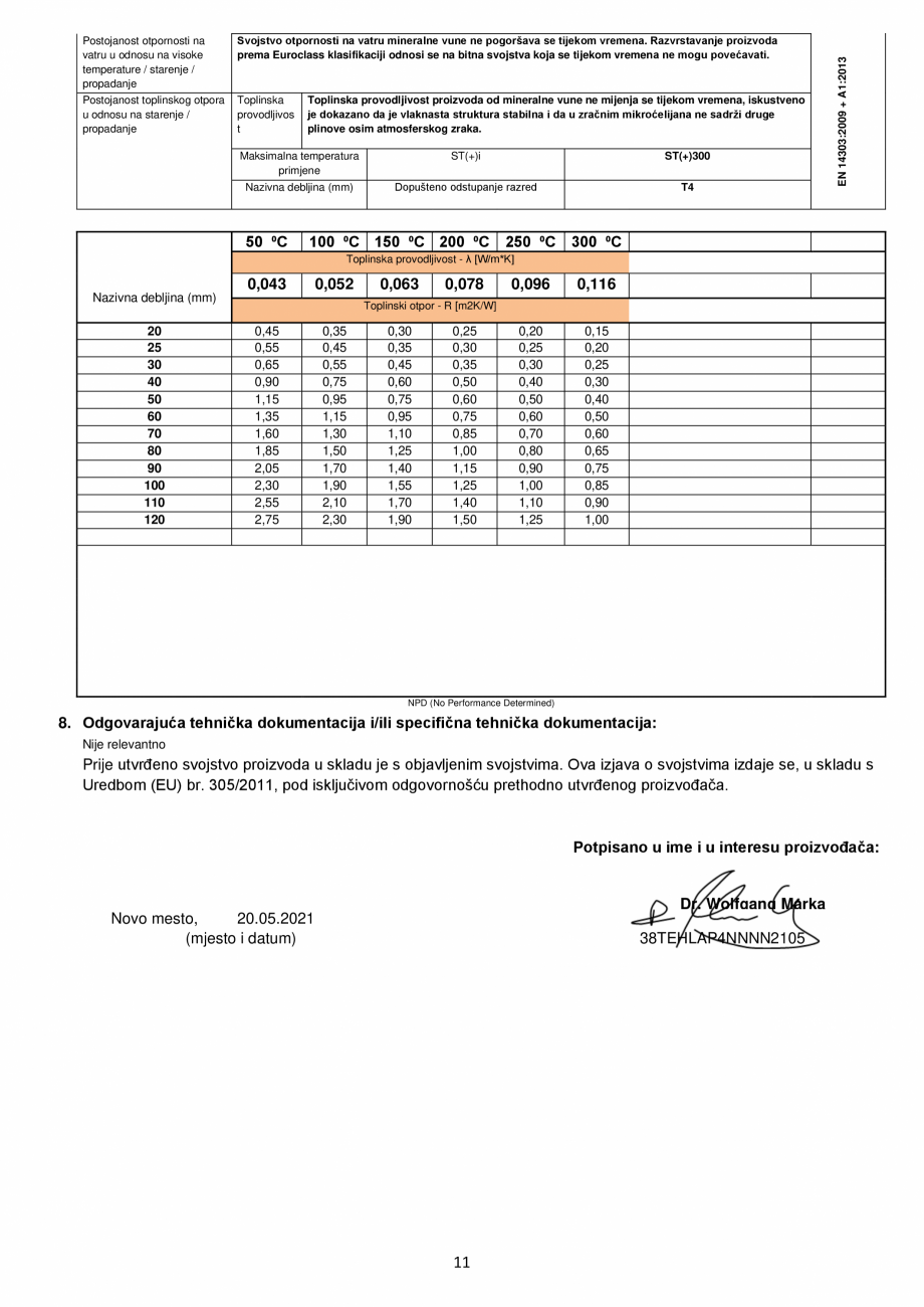 Pagina 11-Declaratie de conformitate URSA TECH Lamella Certificare produs Engleza wendungszweck oder Zwecke...