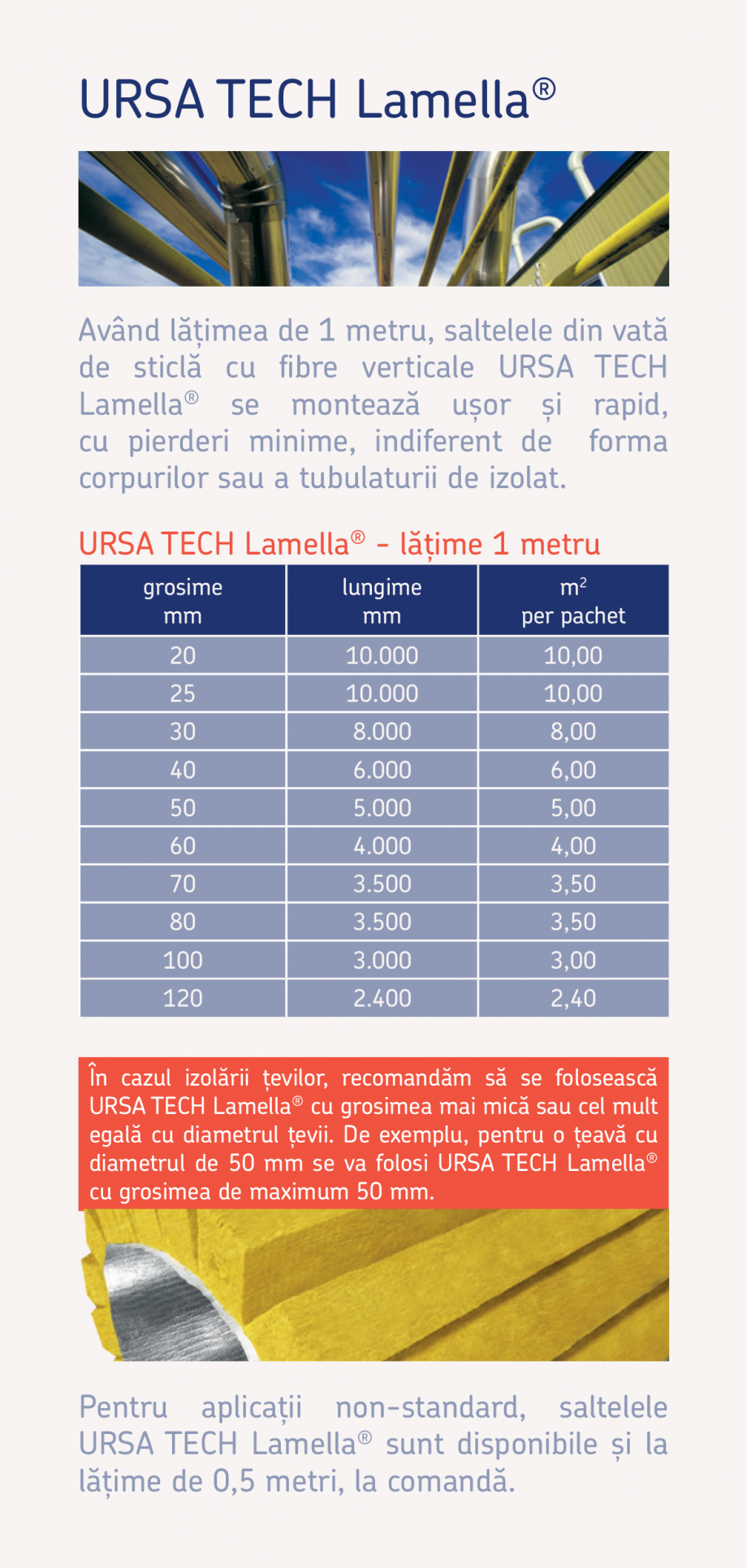 Pagina 4-Izolații profesionale pentru țevi, conducte,  instalații de orice forma URSA TECH Lamella Catalog...