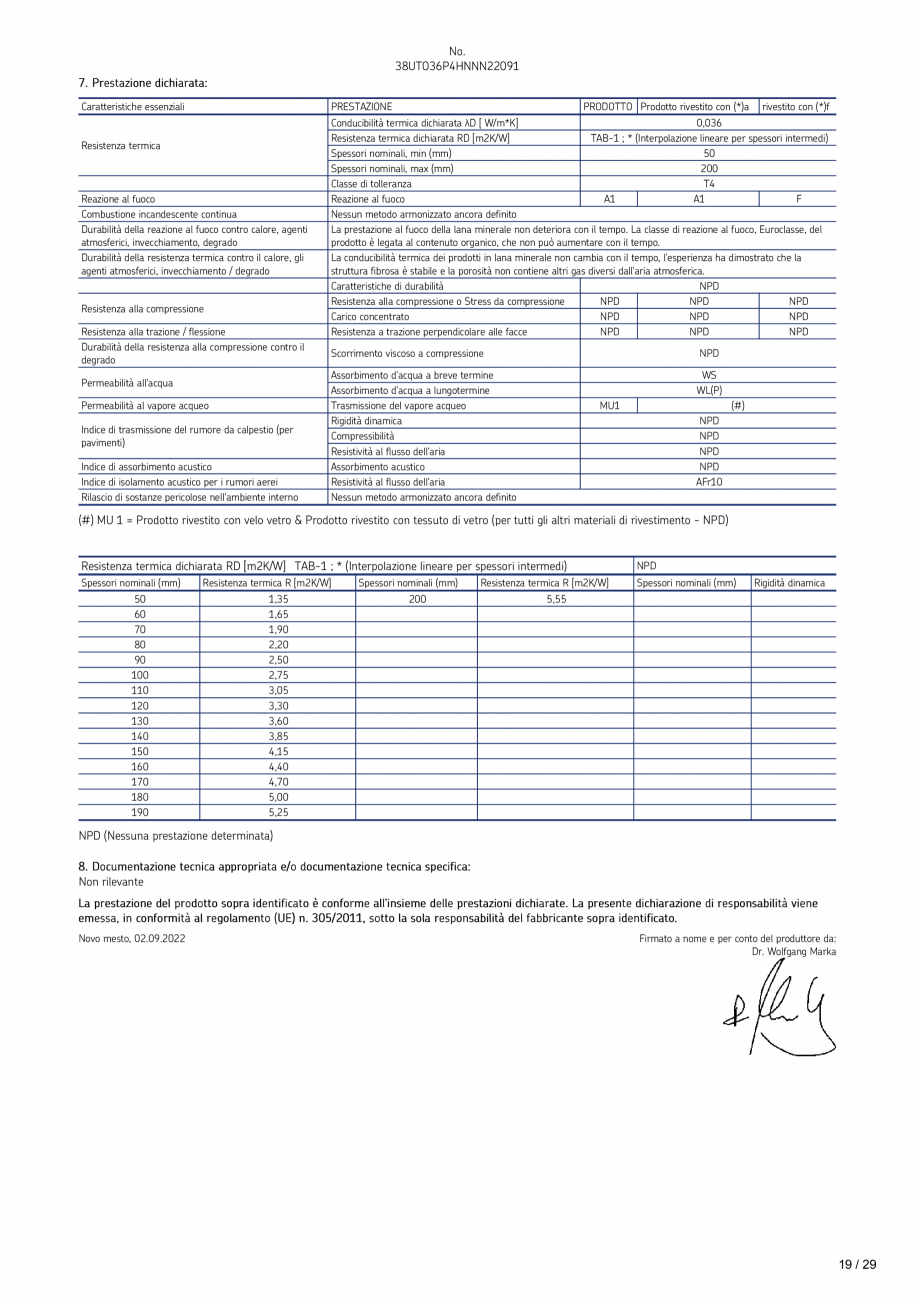 Pagina 19 - Declaratie de performanta URSA TECTONIC UPh/Vv Certificare produs Romana opäisches...