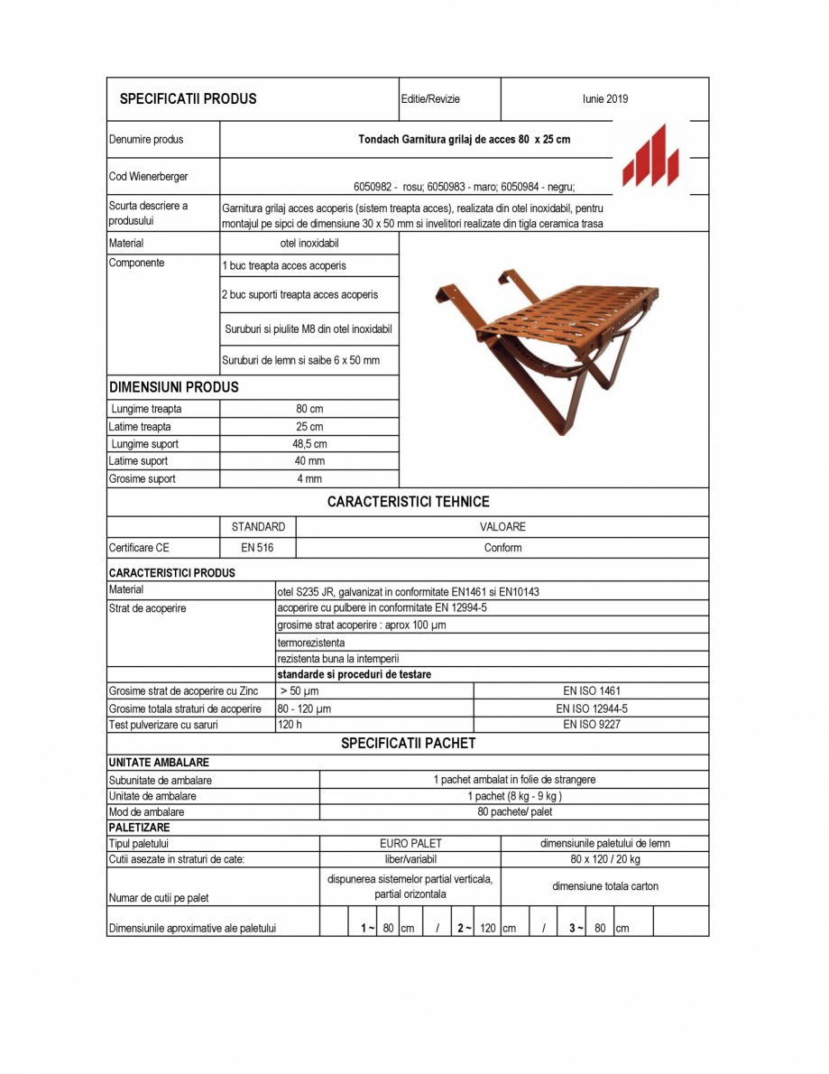 Pagina 1-Fisa tehnica garnitura grilaj acces acoperis 80 x 25 cm TONDACH Garnitura grilaj de acces Fisa...