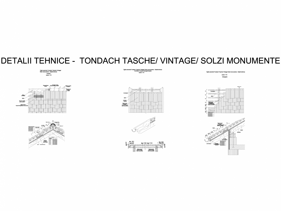 Pagina 1-CAD-DWG Detalii tehnice tigla ceramica TONDACH Detaliu de montaj Tasche, Vintage, Solzi Monumente 