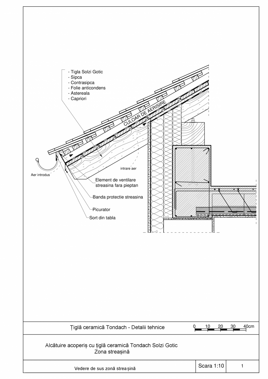 Pagina 1-CAD-PDF Detalii tigla ceramica Tondach Solzi Gotic_detaliu streasina TONDACH Detaliu de montaj 