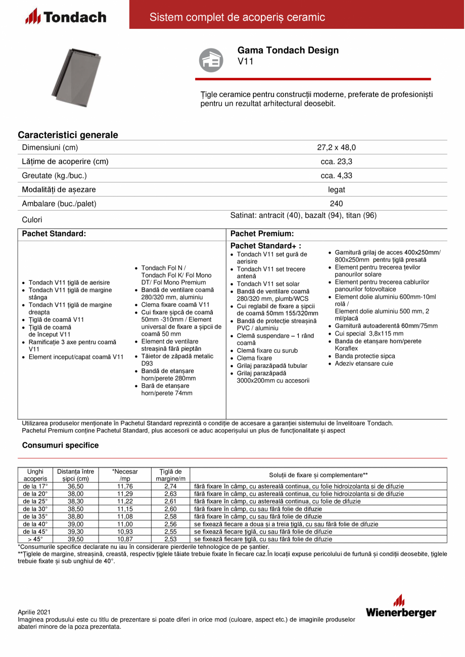 Pagina 1-Tigla ceramica TONDACH V11 Porsche Design , Twist Fisa tehnica Romana Sistem complet de acoperiș...