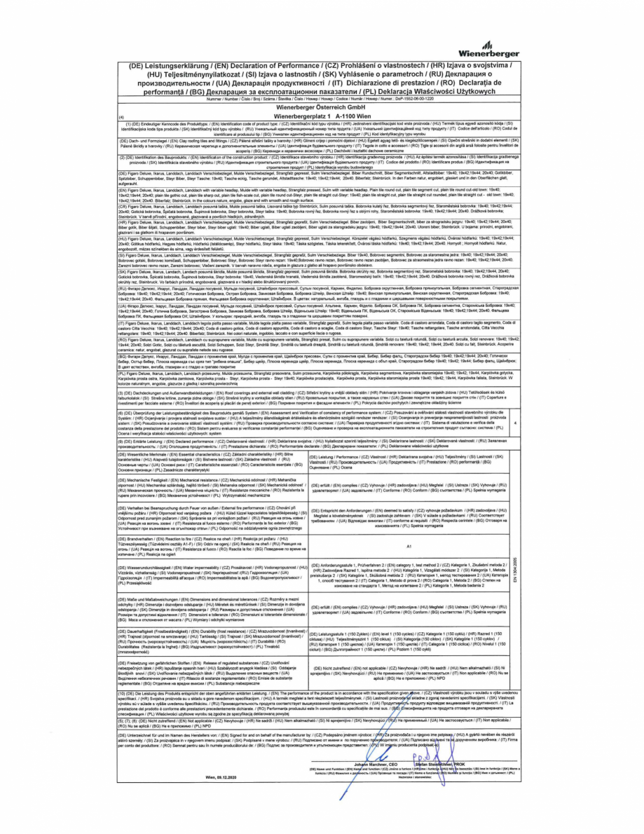 Pagina 1-Declaratie de performanta pentru tigla ceramica TONDACH Solzi Monumente Certificare produs Engleza, ...