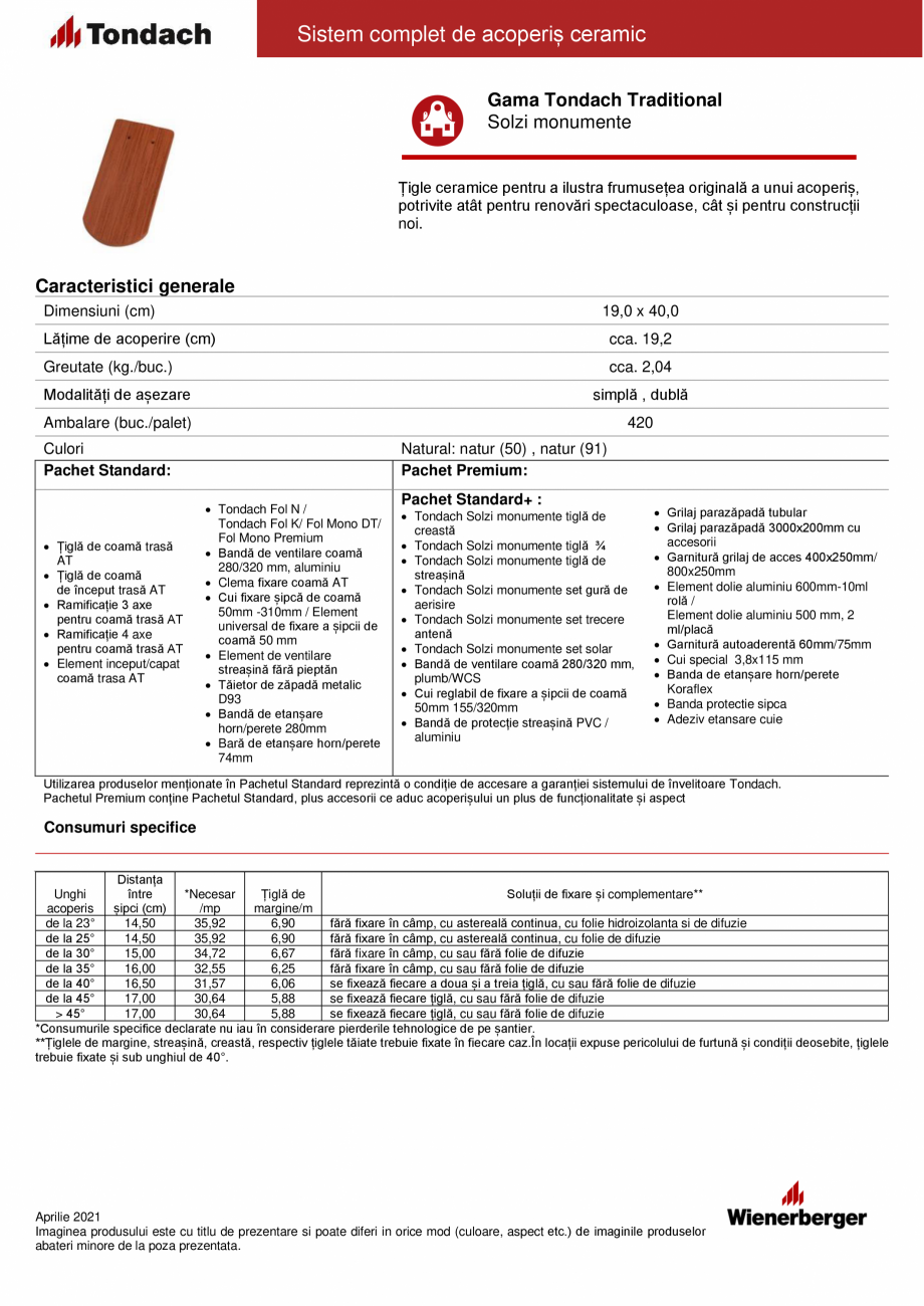 Pagina 1-Tigla ceramica TONDACH Solzi Monumente Fisa tehnica Romana Sistem complet de acoperiș ceramic
Gama ...