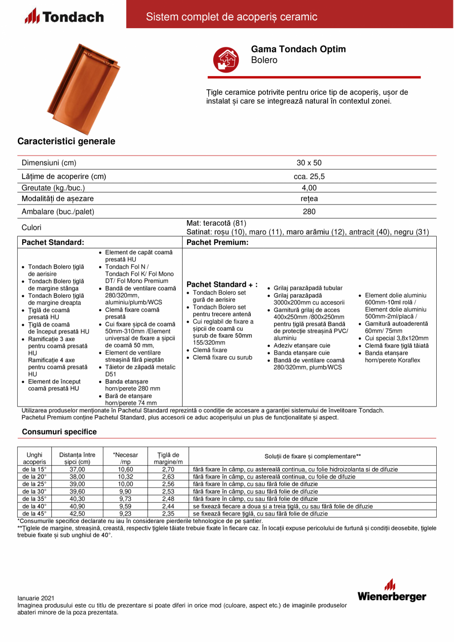 Pagina 1-Tigla ceramica  TONDACH Bolero Fisa tehnica Romana Sistem complet de acoperiș ceramic
Gama Tondach ...